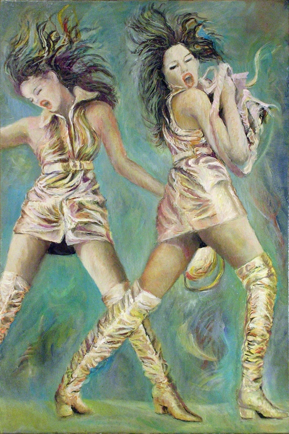 415-63 Cindy Crawford double... Huile sur acrylique, Oil on acrylic,20x30 po, 50x70 cm 2014-12-14